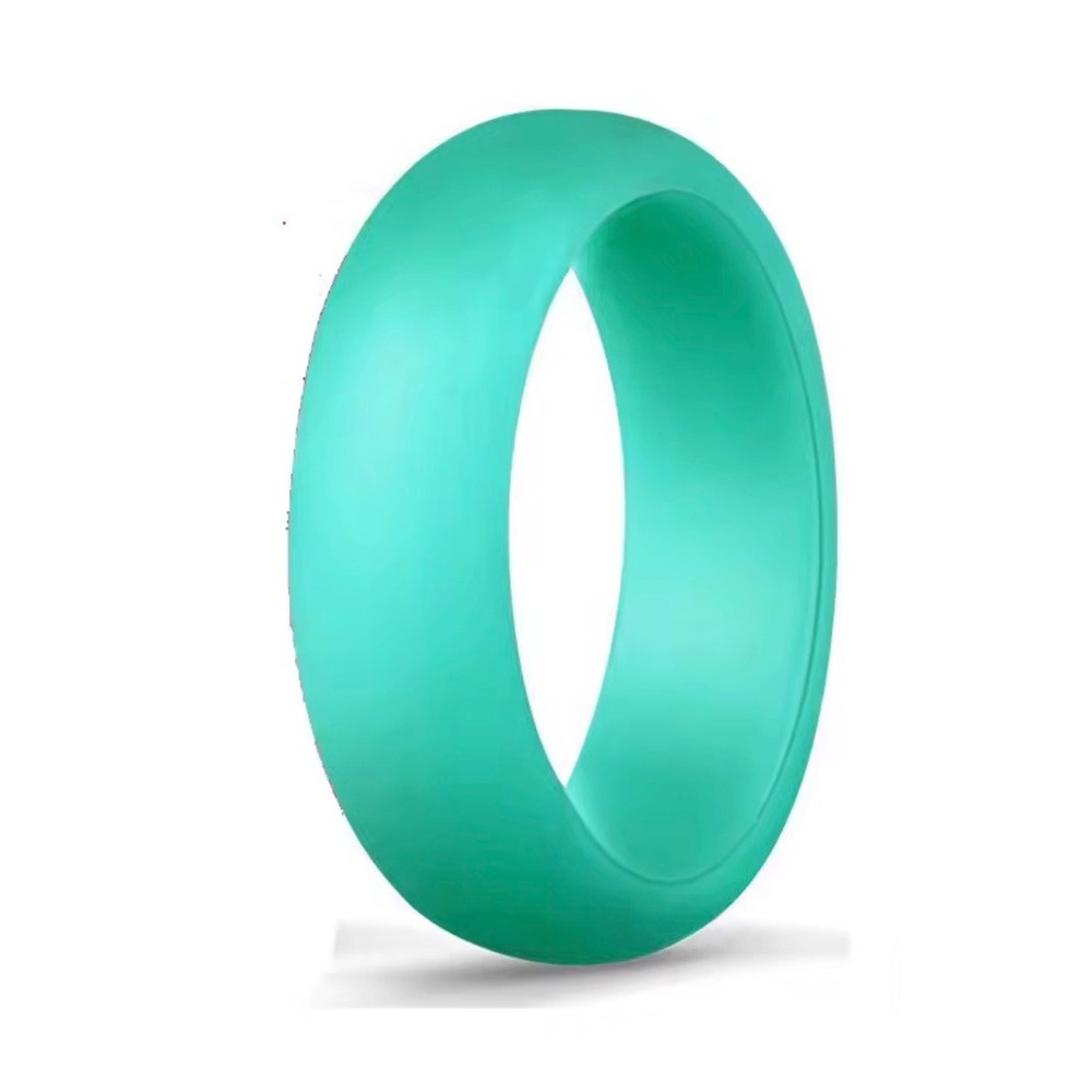 Teal Silicone Wedding Band Size 6 Flexible Rubber Sport Ring Active Lifestyle